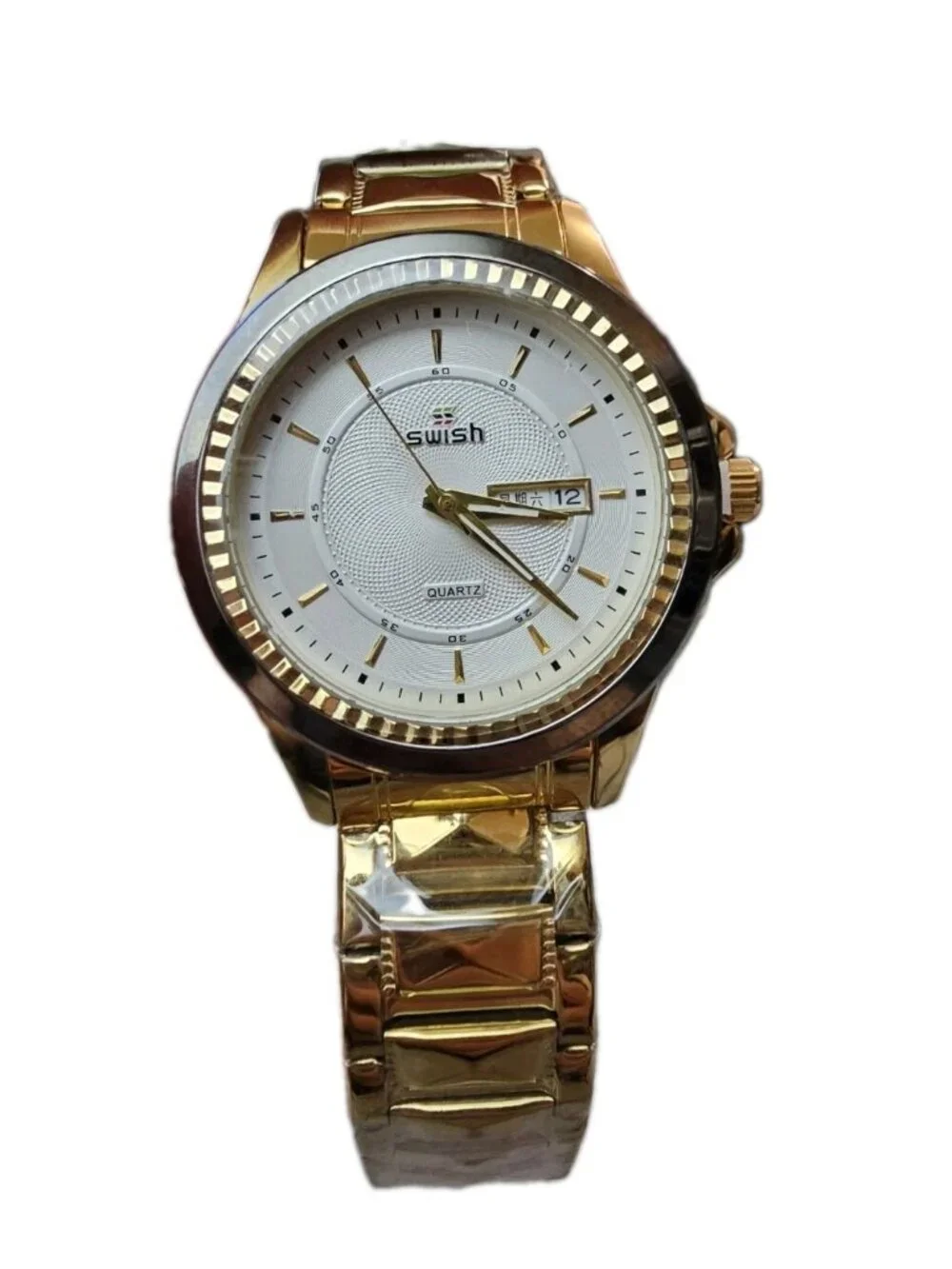Swish NO#SW2330G Mens Gold Tone Stainless Steel Analog Watch 3ATM Water Resistan